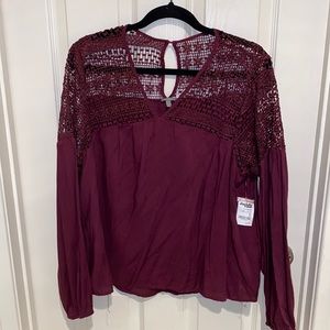 Charolette Russe burgundy long sleeve blouse
